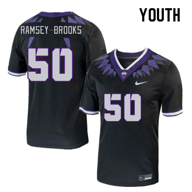 Youth #50 Brione Ramsey-Brooks TCU Horned Frogs 2023 College Footbal Jerseys Stitched-Black - Click Image to Close